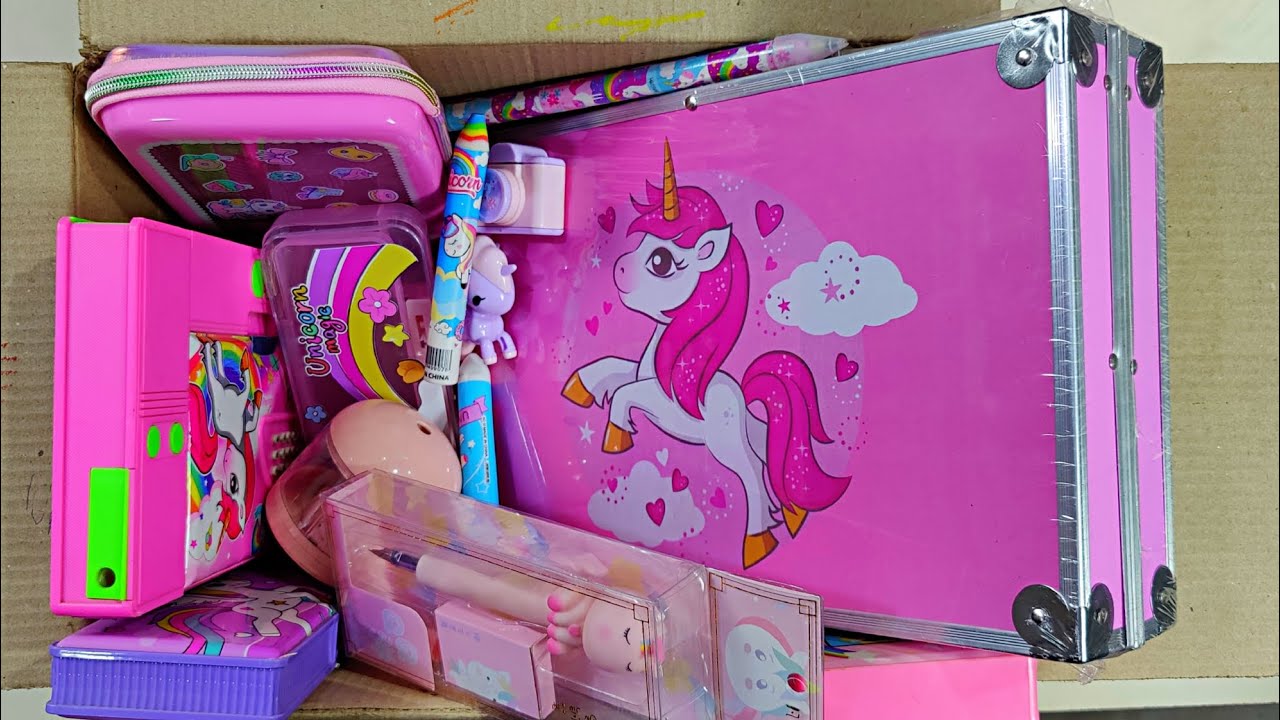 Unicorn Stationery Collection From The Box, Pencil Case, Secret Pen, Eraser, 3in1 Kit, Ultimate Toy