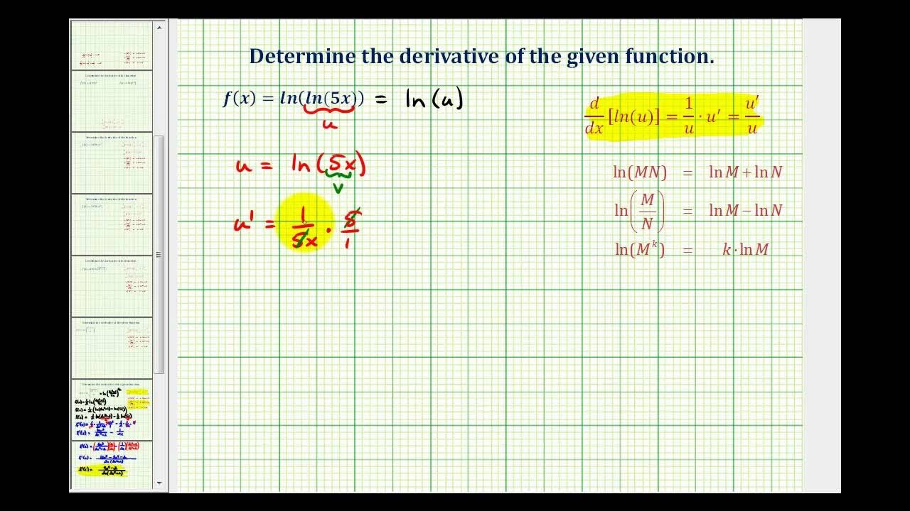 Ej 9 La Derivada De F x Ln ln 5x YouTube Ej 9 La Derivada De F x Ln ln 5x YouTube