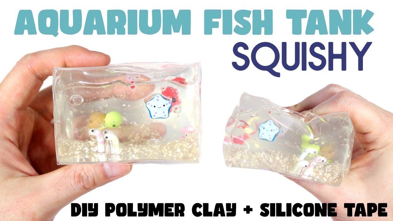 How to DIY Marine Aquarium Fish Tank Cube Slime Squishy Polymer Clay