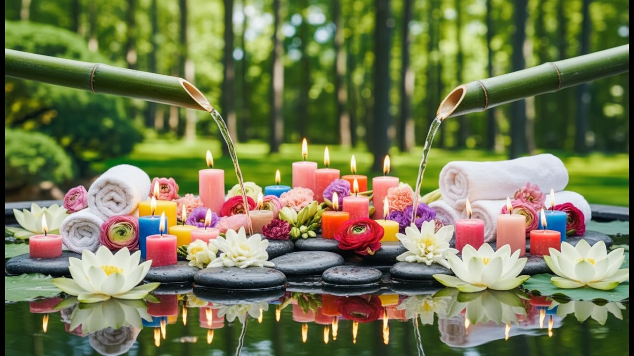 🌿 Relaxing Music with Bamboo Stream Sounds💚 Restful Sleep and Stress Relief