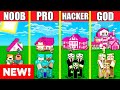 Minecraft Battle: GIRL PINK HOUSE BUILD CHALLENGE - NOOB vs PRO vs HACKER vs GOD / Animation ALEX