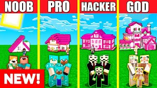 GIRL PINK HOUSE BUILD CHALLENGE  Minecraft Battle: NOOB vs PRO vs HACKER vs GOD / Animation ALEX