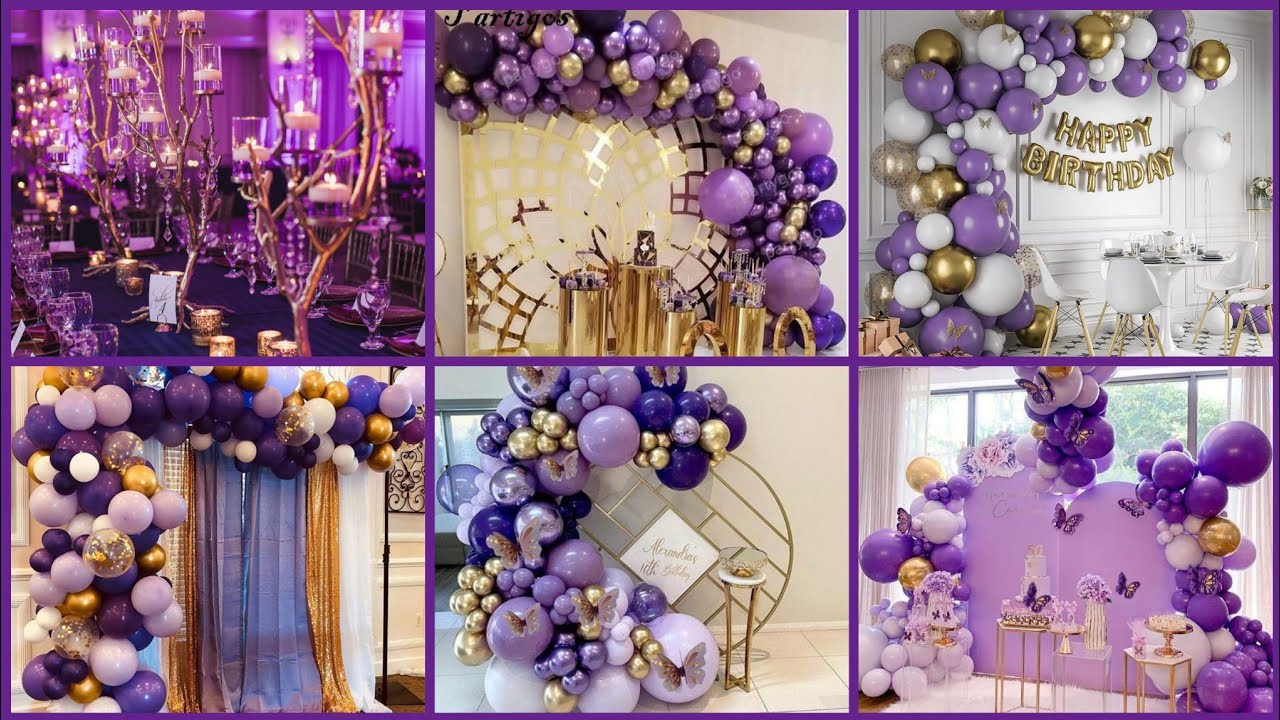 balloons  Purple birthday party, Purple party decorations, Birthday party  theme decorations