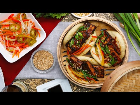 How to Make a Glazed Tofu Steamed Bun with Pickled Vegetables Recipe • Tasty