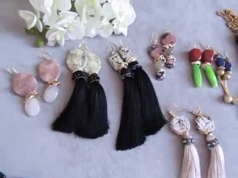 Модные серьги. Серьги кисти. Серьги из камней