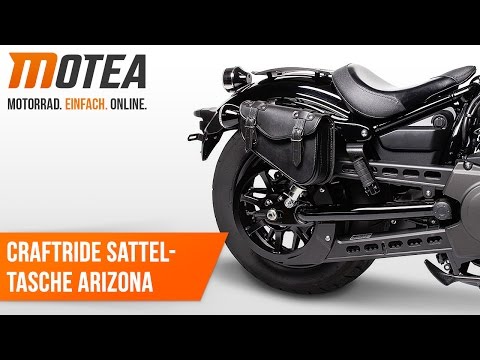 Сидільна сумка мотоцикла права, бічна сумка для чоппера чорна Craftride Arizona 3Ltr, видео 1