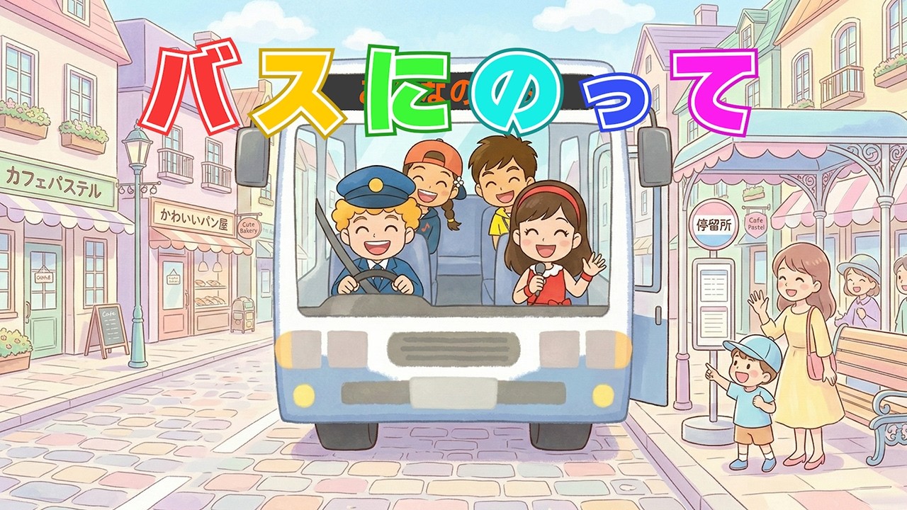 🚌バスにのって（歌詞付き）🎶おかあさんといっしょ　みんなでゴー！ゴー！ドライブ気分✨