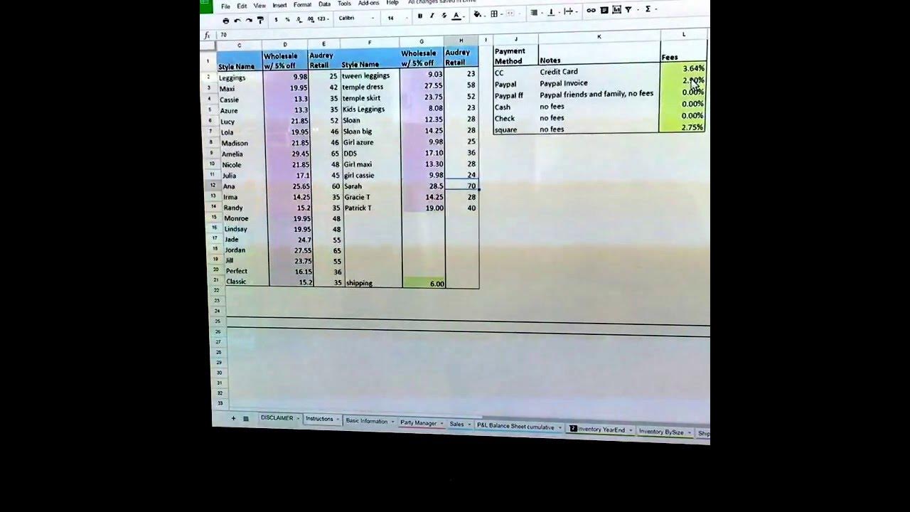 LuLaRoe Business Manager Spreadsheet YouTube