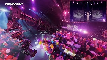 Telescopic camera crane with NEWTON stabilized remote head at live TV broadcast of entertainment