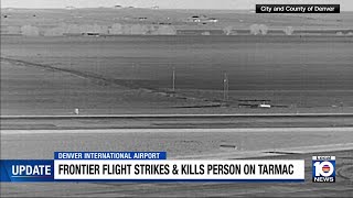 Video captures pedestrian moments before victim is struck by Frontier plane at Denver airport