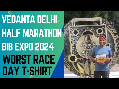 Vedanta Delhi Half Marathon 2024 Bib Expo. Bib Collection Today. Worst Race Day T-shirt This Year.