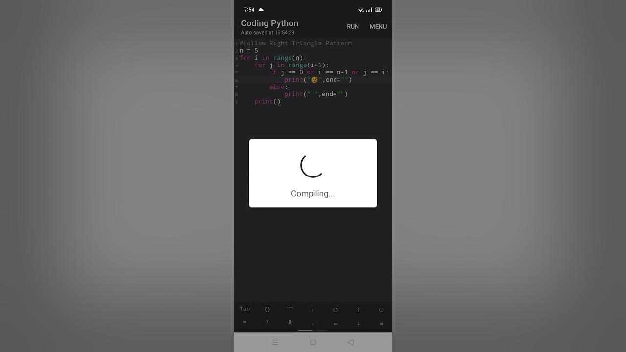 Program for Hollow Right Angle Emoji Symbol 🥳Triangle in Python - YouTube