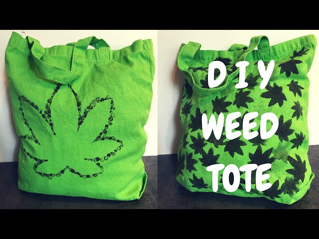 DIY Marijuana Leaf Covered Tote Bag