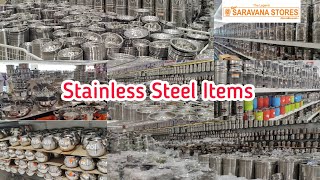 Saravana Stores Stainless Steel Vessels with Price/SS Organizers/Storage Container/Idly Cooker