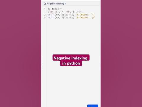 Negative indexing in python @ctutorialbynaziasohail - YouTube