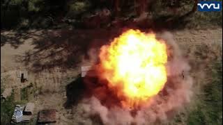 Download lagu Explosion resistance test of 20 kg TNT from 5 m, drone shot.