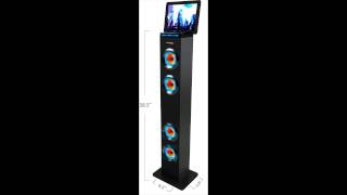 AR+SOUND AR1004BK Bluetooth LED Lights Tall Tower Stereo Speaker System with Built-In Radio