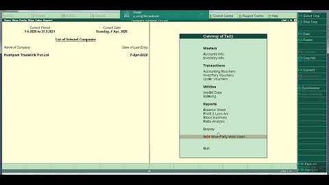 Print Item wise Party wise Sales Report in Tally.ERP9