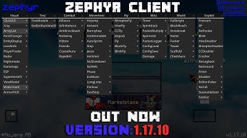 Minecraft Windows 10 Bedrock Edition Zephyr Hacked Client Version 1.17.10