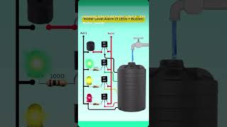Water Tank Alarm🔔| Using BC557 PNP Transistor✓and #led and #resister  | 3D animation #shorts #iti