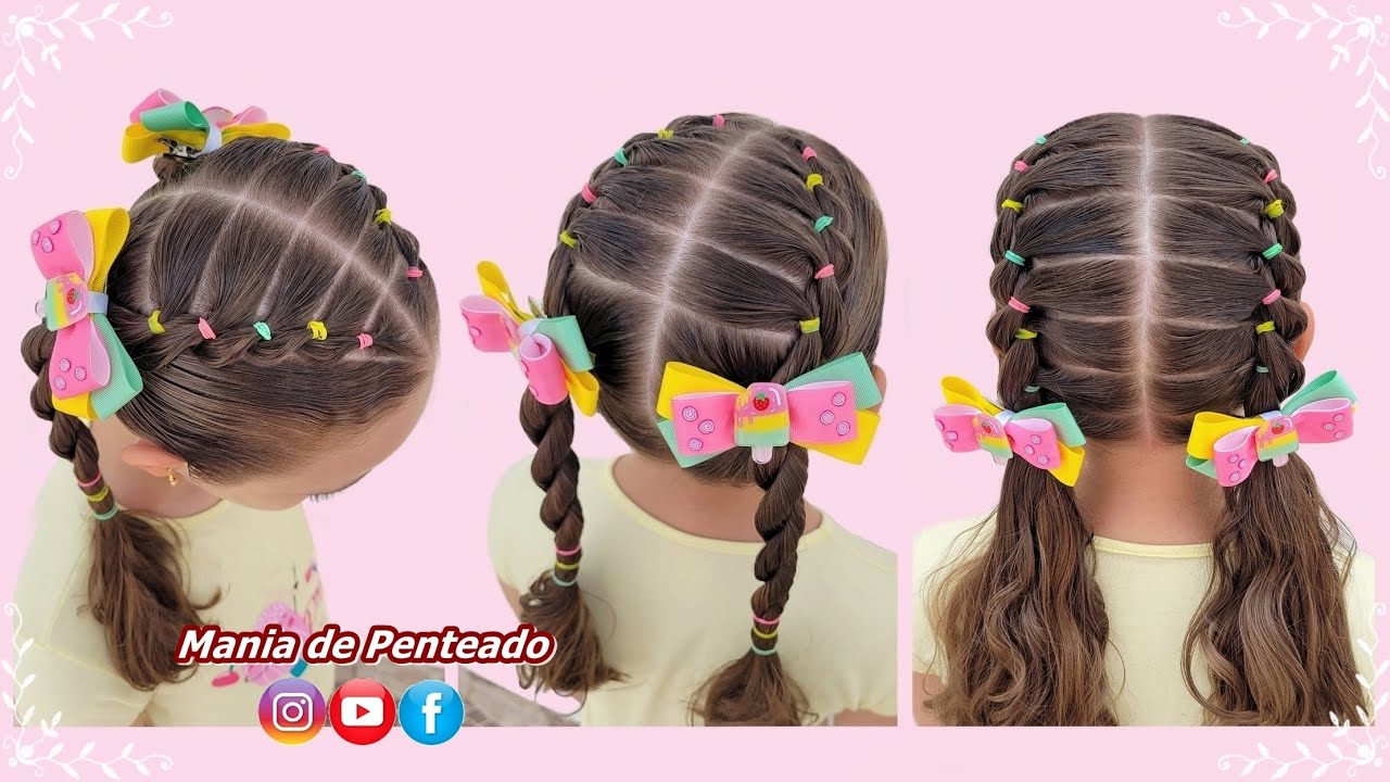 Penteado Infantil com Liguinhas e Maria Chiquinha | Two Ponytails with  Rubber Bands for Little Girls - thptnganamst.edu.vn