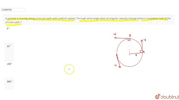 A particle is moving along a circular path with uniform speed. Through what angle does its angul...