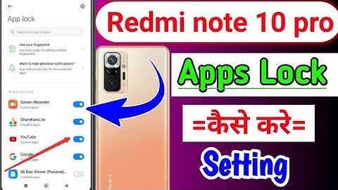 Redmi note 10 pro Apps Lock kaise kare/applock setting | how to Applock in radmi note 10 pro mobile