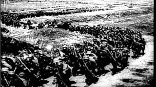 General Pershing reviews troops as they fire artillery and advance during a night...HD Stock Footage