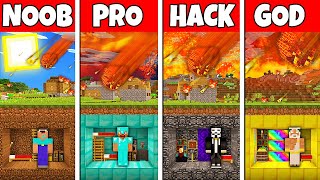 Minecraft Battle NOOB vs PRO vs HACKER vs GOD METEOR BUNKER BASE BUILD CHALLENGE in Minecraft