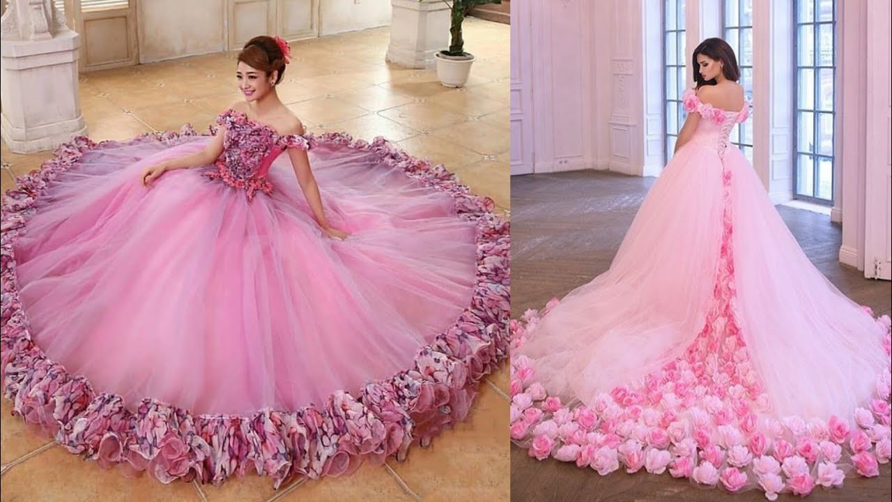 Flower making ballgown bridal dress ...