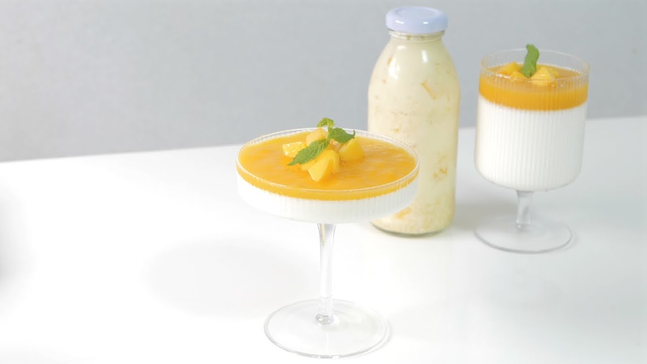 망고 판나 코타 만들기 (+간단한 망고 우유 만들기) | 한세 Mango Panna Cotta (+Real Mango Milk ...