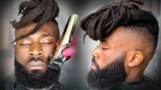 HOW TO CREATE AN AMAZING LOOK WITH LOCS AND A DROP FADE &amp; BEARD RAZOR SHAPE UP | BARBER TUTORIAL