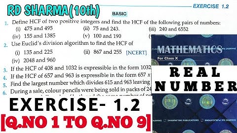 RD SHARMA CLASS 10 EX- 1.2[Q.NO 1 TO 9] SOLUTION CHAPTER 1 REAL NUMBER/MATH FEAR/CBSE/