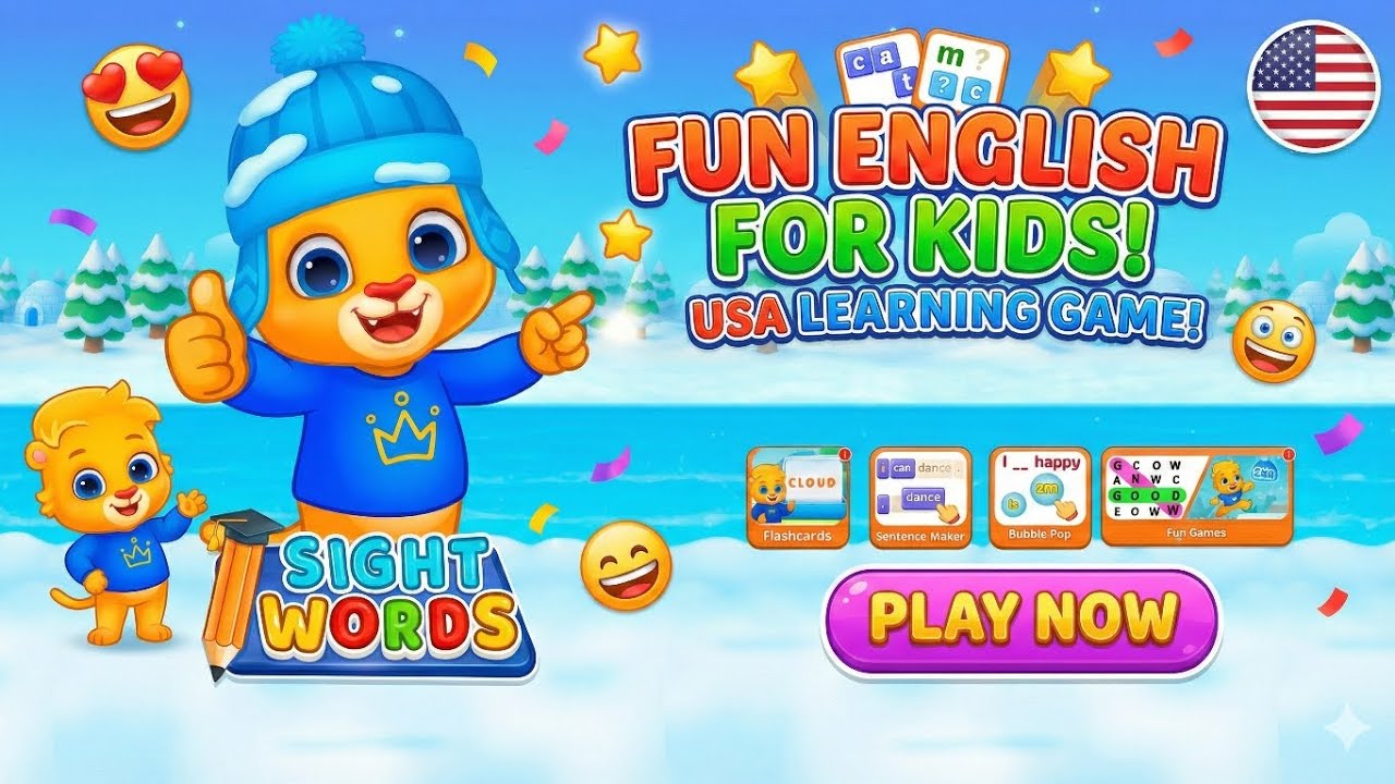 Best Sight Words Game for Kindergarten! 🅰️🅱️ Learn English & Grammar. USA Kids 🇺🇸