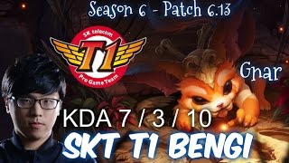 SKT T1 Bengi GNAR Top vs IRELIA - Patch 6.13 KR Ranked | League of Legends
