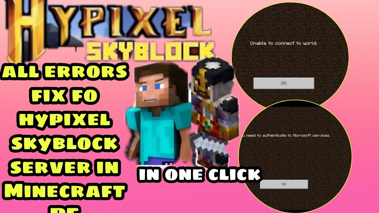 Solution of errors in hypixel skyblock server in Minecraft PE| in one ...