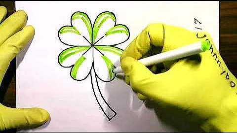 how to draw a Four Leaf Clover 🍀 ☘️ Lucky Flower Easy To Do Shamrock St. Patrick's Day Drawings 🍃✨⭐️