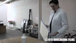 Michael Brennan Talks about painting while priming a canvas in Brooklyn, New York