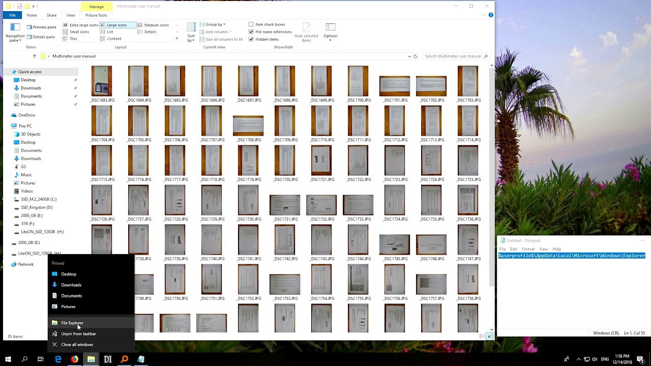 Picture Thumbnail Refreshing under Windows 10 (Manually delete icon ...