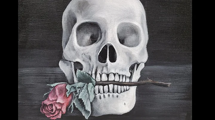Skull with Rose Acrylic Painting LIVE Tutorial