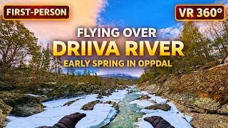 First Person Flight Over Driiva River 🌊 8K 360° VR | Norway Early Spring