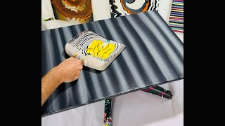 “Poor Bob” Beetlejuice Themed Acrylic Pouring Using Dust Pan Technique / Cool Halloween Art Ideas