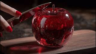 Kırmızı Cam Elmayı Kesmek: Göz Alıcı ASMR ve Sanat! 🍎💎✨  Cutting Red Glass Apple: Hypnotic ASMR Art!