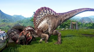 Jurassic World Evolution 2 Indoraptor Vs T-Rex Spinosaur Vs Indominus Rex