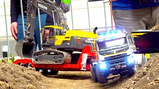 MEGA RC HEAVY HAULAGE TRANSPORT VOLVO DIGGER// RC BUS// RC TRUCKS & CONSTRUCTION-SITE// MODELL LEBEN