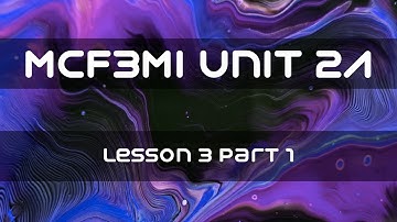 MCF3MI Unit 2A Lesson #3 Part 1