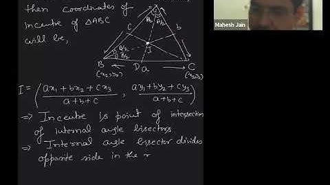 Incentre and area of a triangle