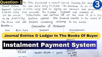 Instalment Payment system || Journal Entries And Ledger In The Books Of Buyer || B.COM || 1st Year