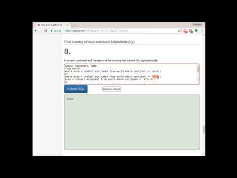 sqlzoo select in select Q8