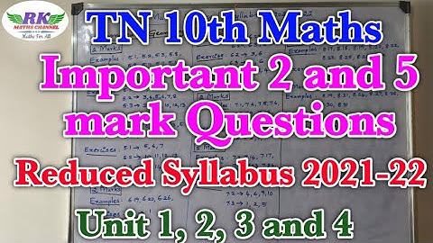 TN 10th Maths|Important 2 Mark and 5 Mark Questions|Reduced Syllabus|Unit 1,2,3 and 4|Part 1